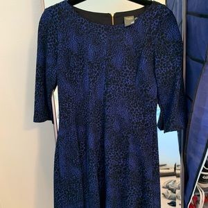 Navy and black snake like print dress
